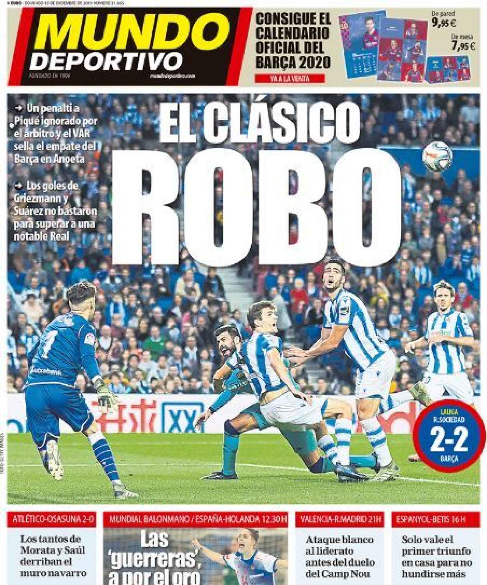 Portada Mundo Deportivo (15/12/2019)