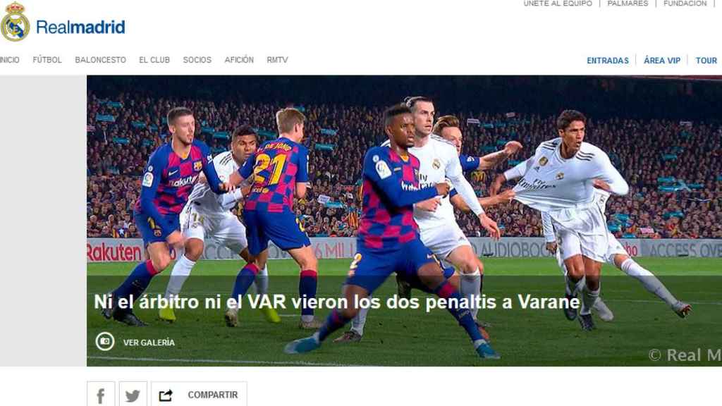 El Real Madrid denuncia que ni el árbitro ni el VAR vieron dos penaltis