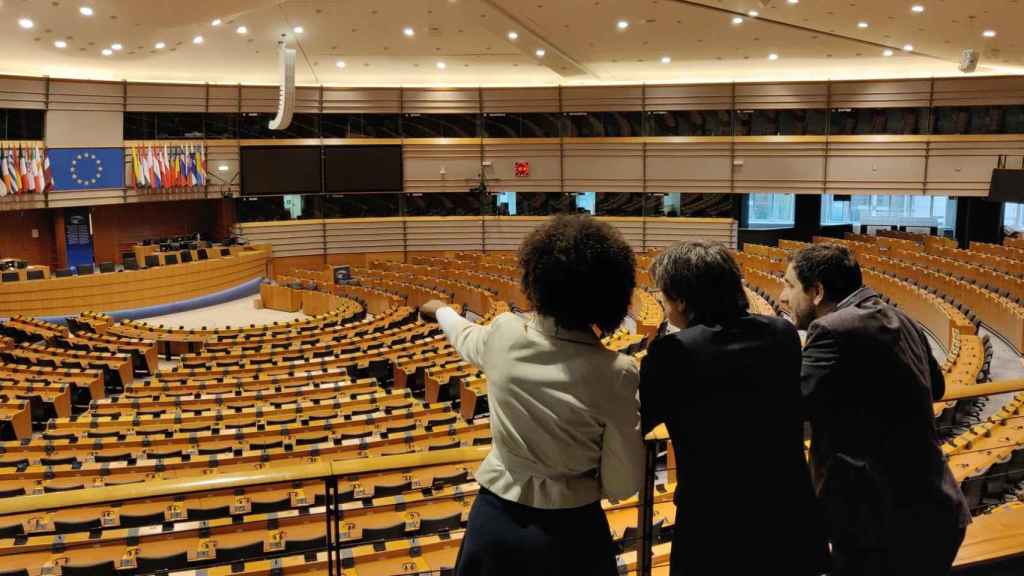 Carles Puigdemont y Toni Comín en el Parlamento Europeo