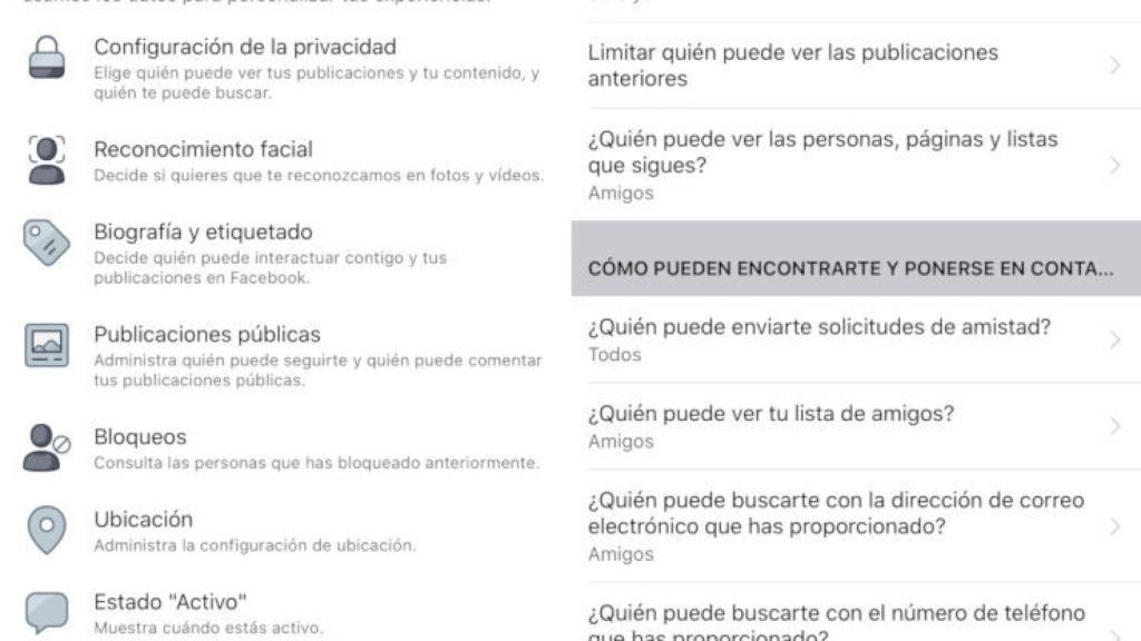 Configuración de privacidad de Facebook