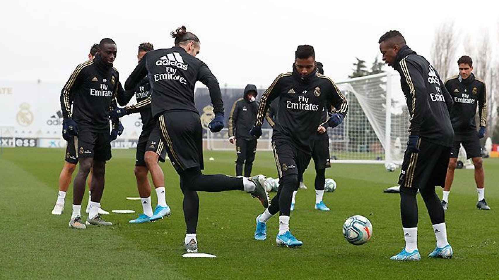Gareth Bale, Rodrygo y Vinicius, durante el entrenamiento