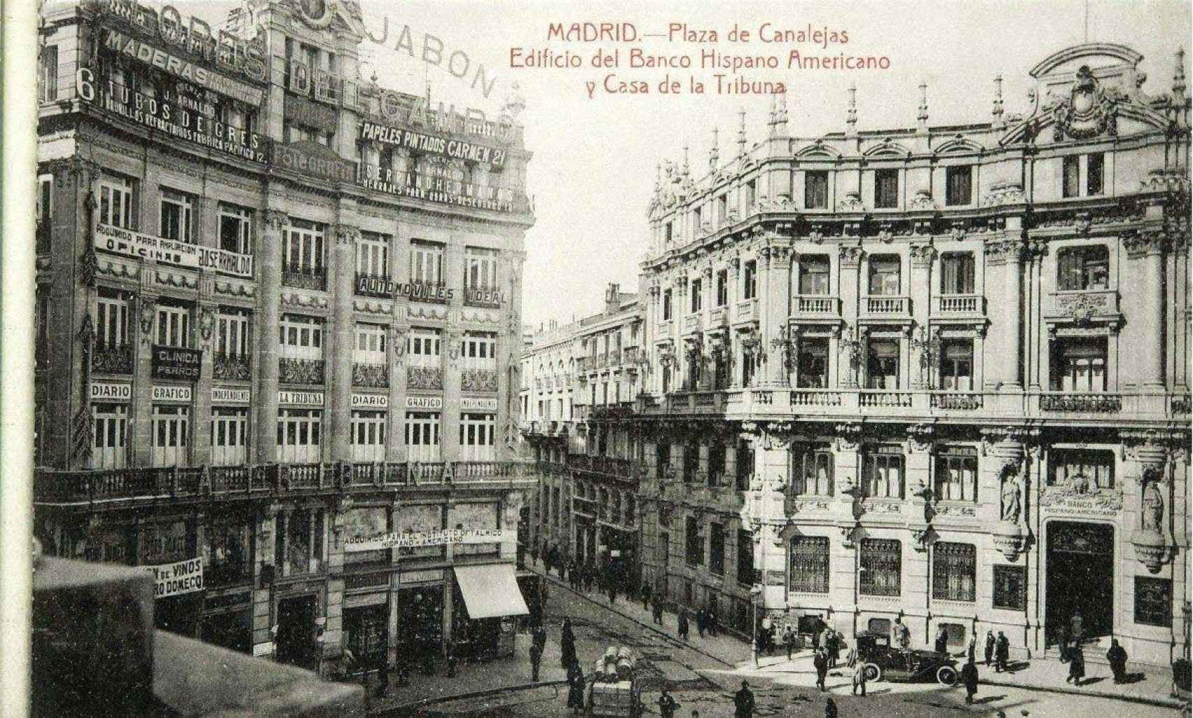 Imagen antigua de la Plaza de Canalejas de Madrid.