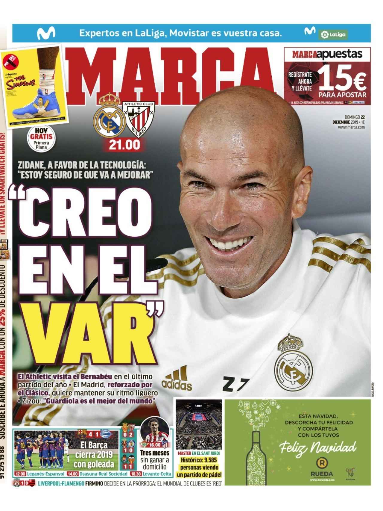 La portada del diario MARCA (21/12/2019)