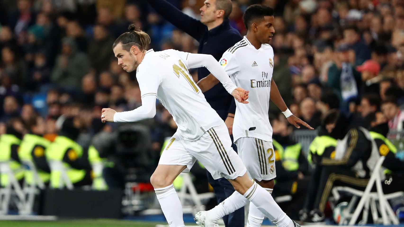 Gareth Bale salta al campo en sustitución de Rodrygo