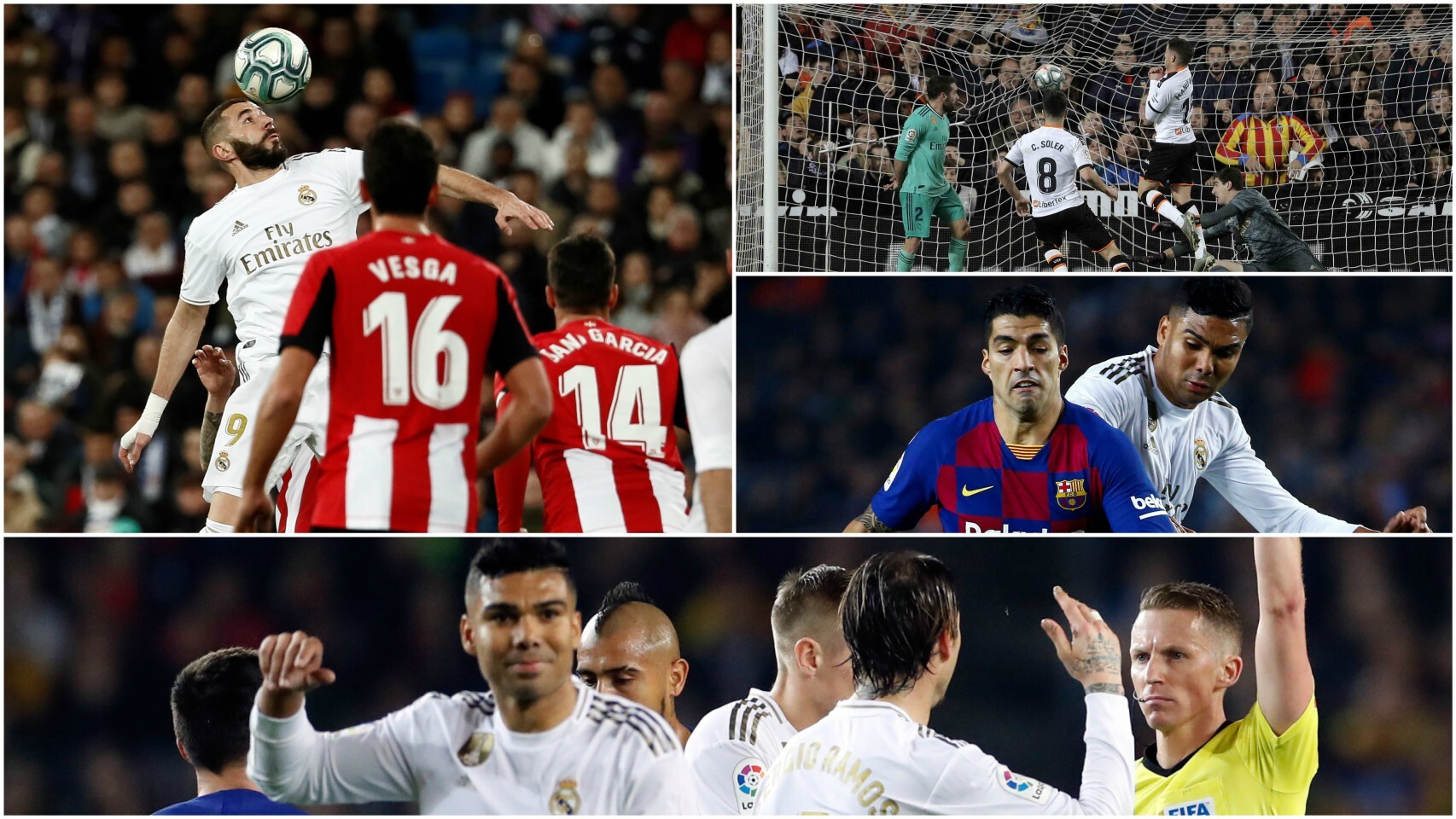 El Real Madrid, contra Valencia, Barcelona y Athletic