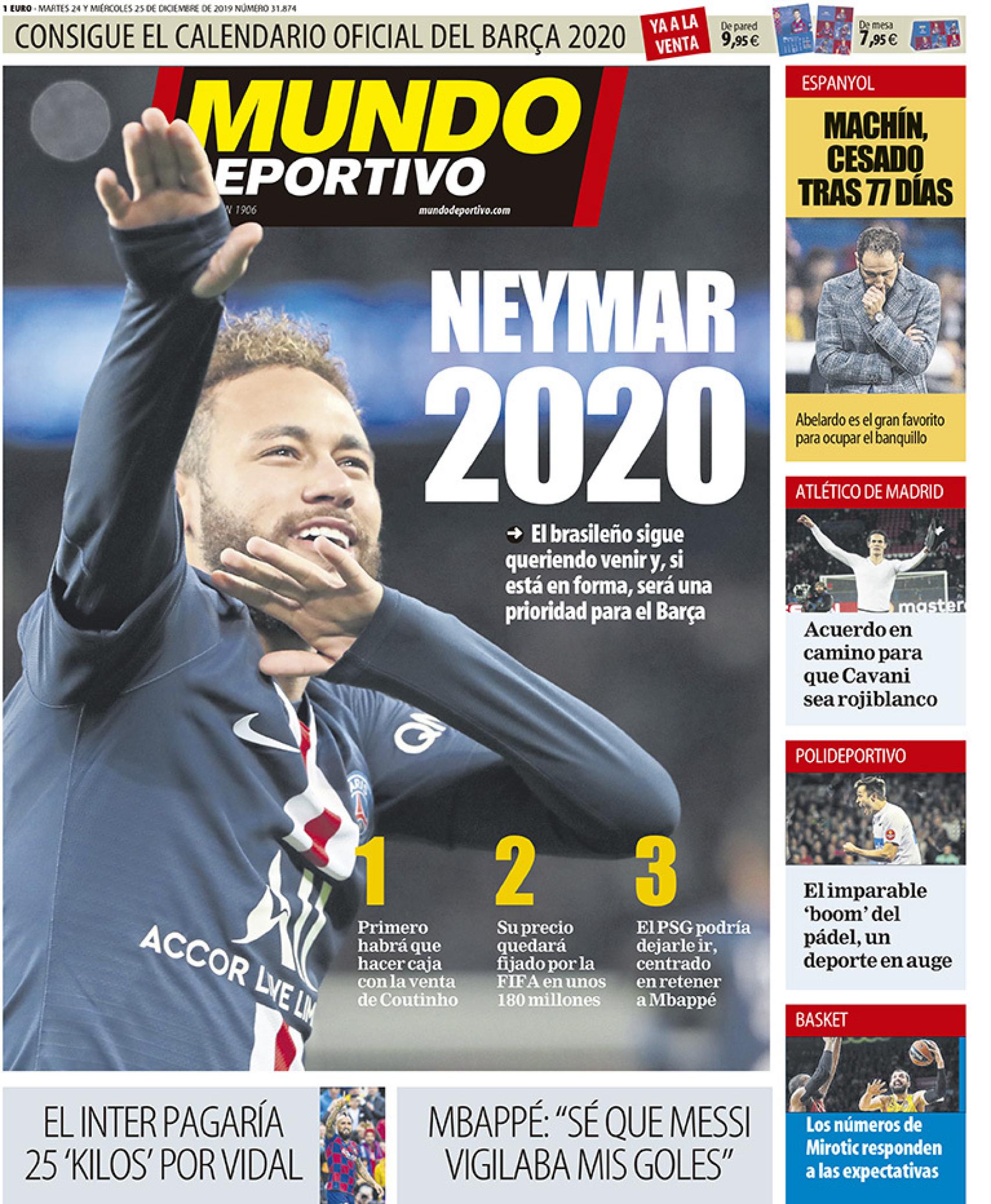 La Portada Del Diario Mundo Deportivo (24/12/2019)