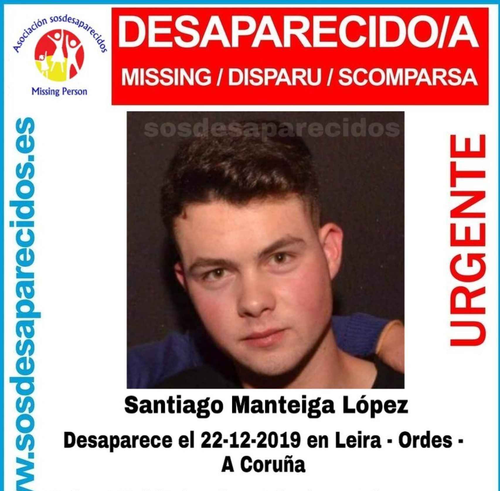 El cartel de desaparición de Santiago.