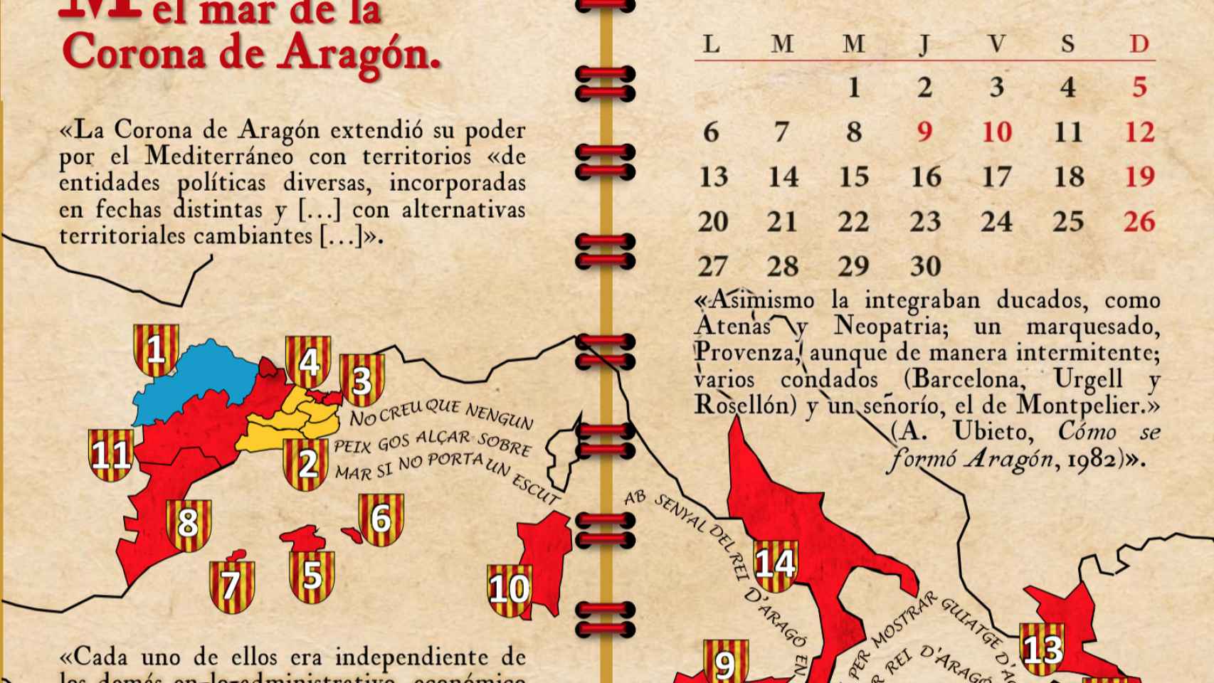 Página de abril del calendario que Lamán ha dedicado a Torra.