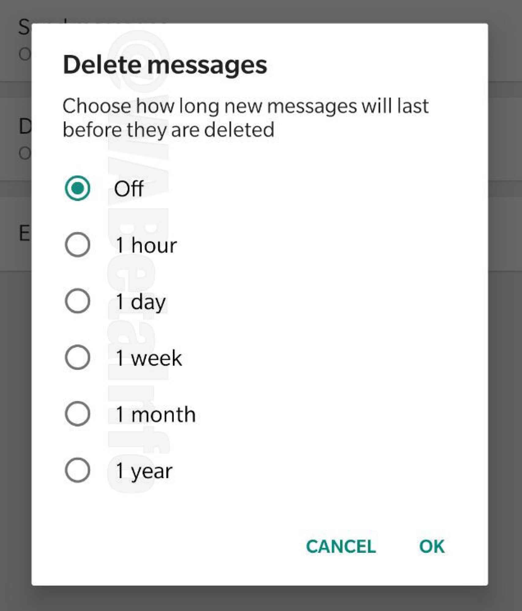Opción para borrar mensajes en Whatsapp
