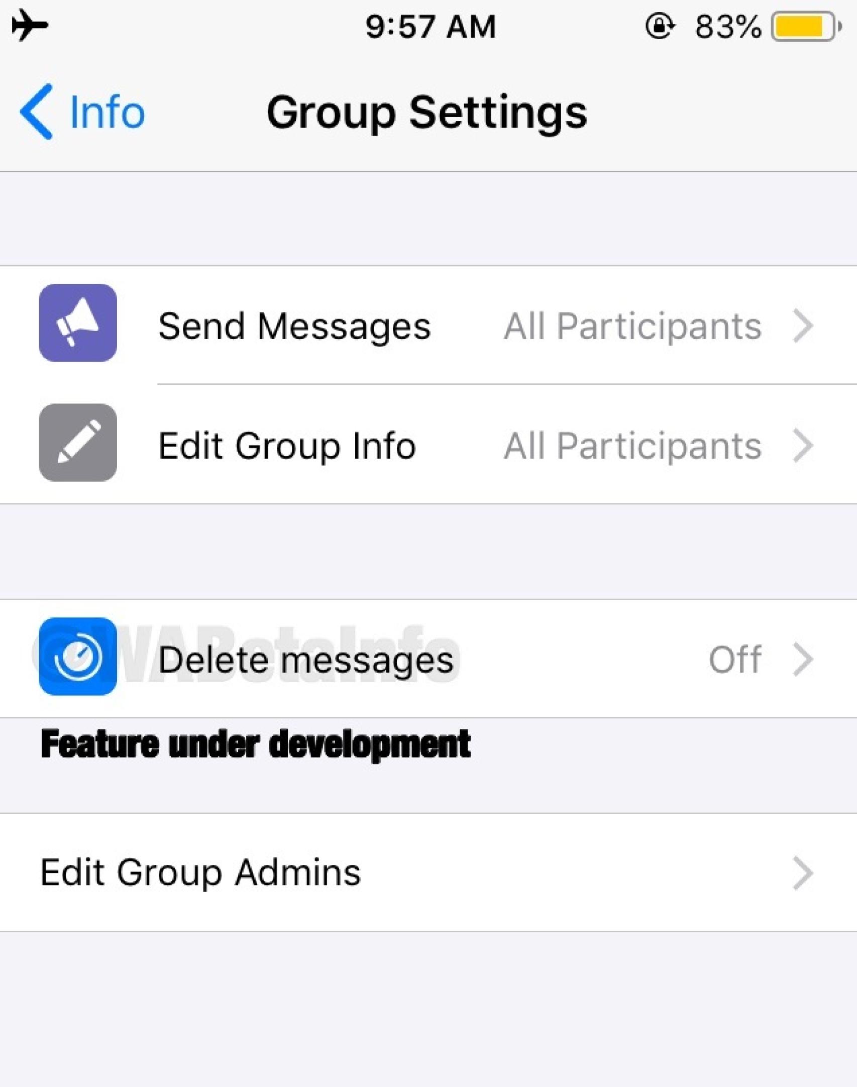 Entrada de menú para borrar mensajes en Whatsapp