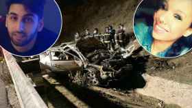 Osama, Dayana y el coche donde perdió la vida el primero.