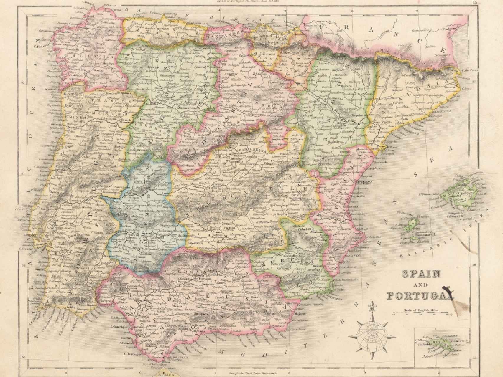 Mapa de España en 1841.