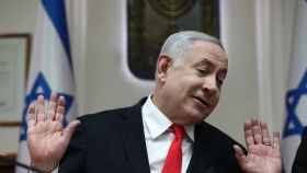 Benjamin Netanyahu, primer ministro israelí, durante la reunión semanal del gabinete en su oficina en Jerusalén.