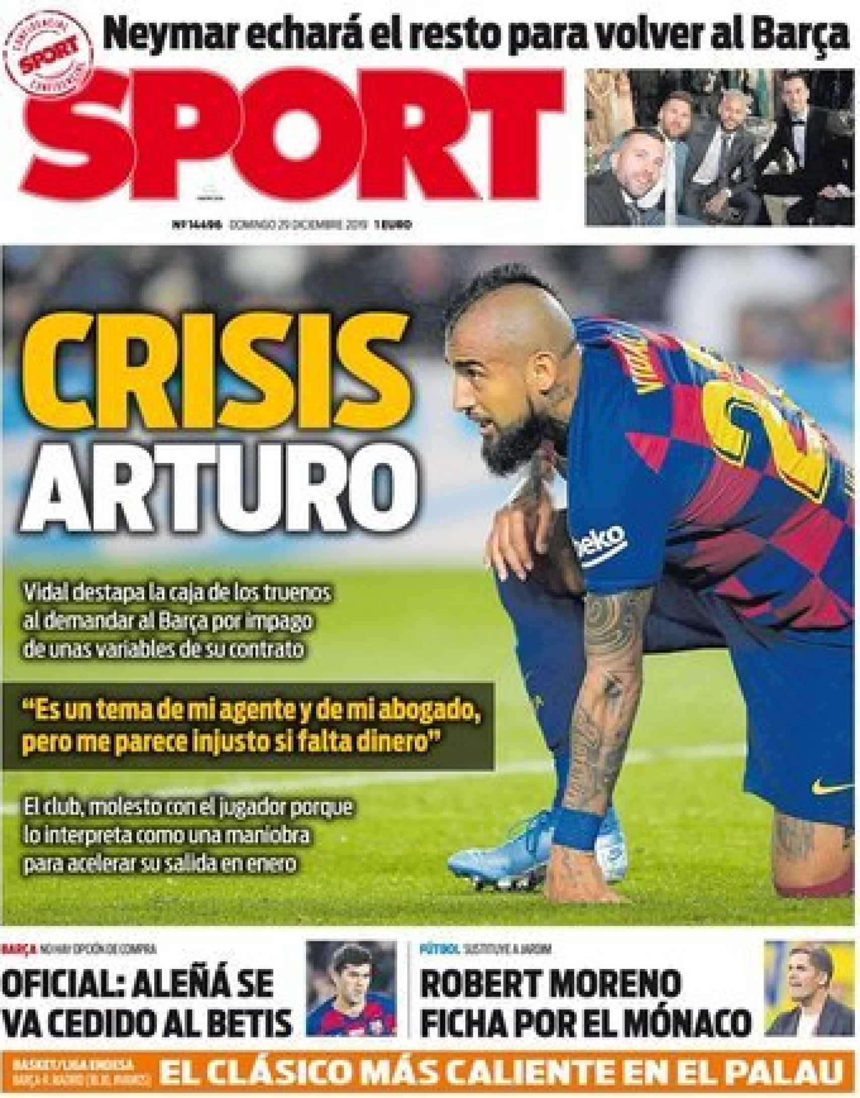 La portada del diario Sport (29/12/2019)
