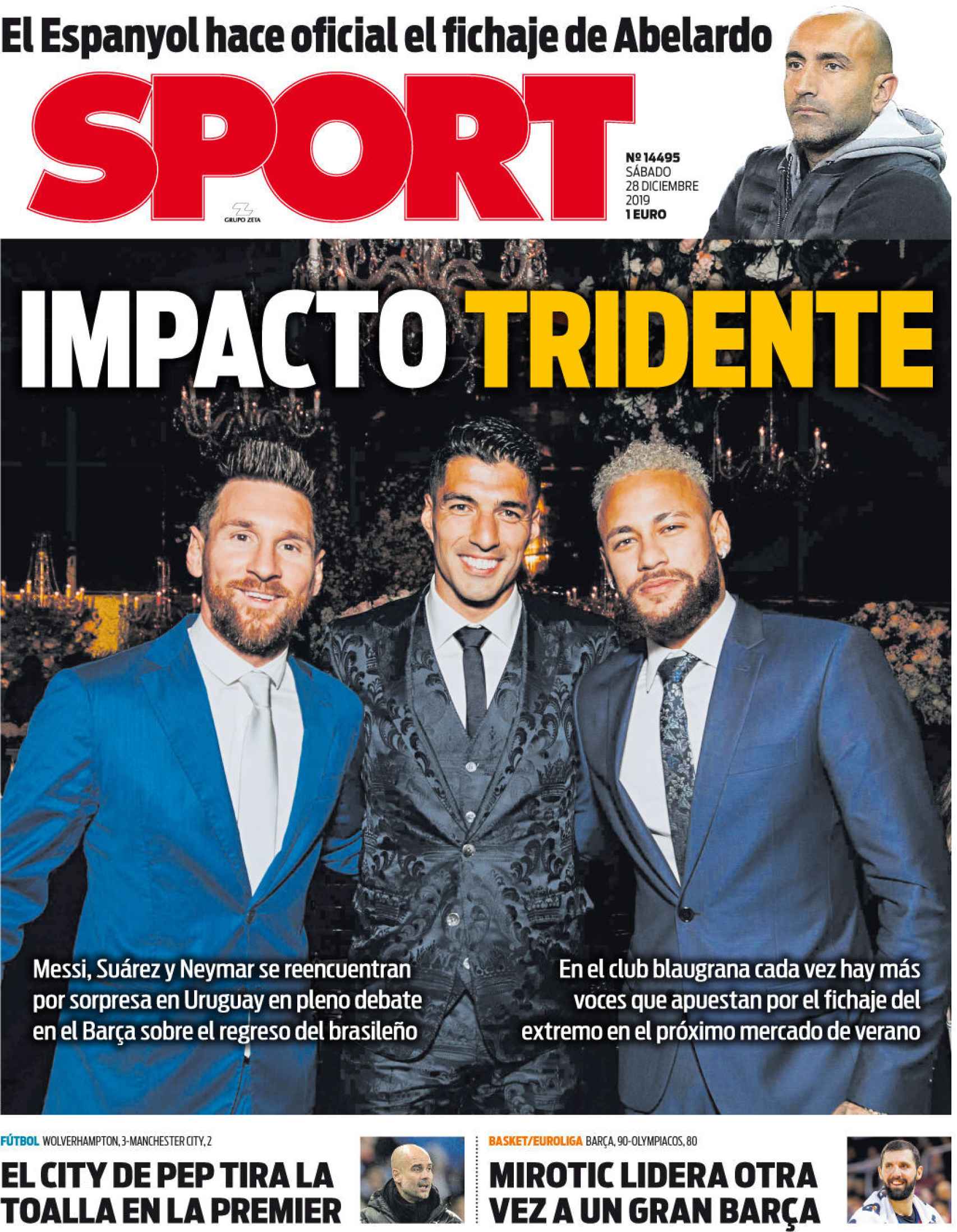 La portada del diario Sport (28/12/2019)