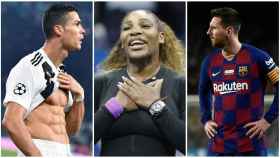 Cristiano Ronaldo, Serena Williams y Lionel Messi