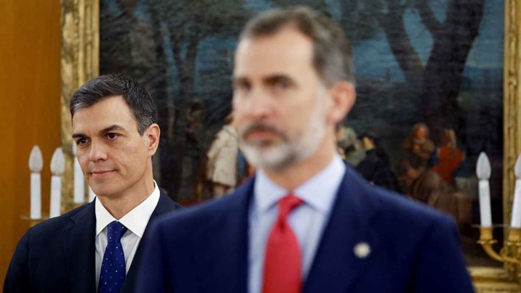 Pedro Sánchez y Felipe VI en Zarzuela