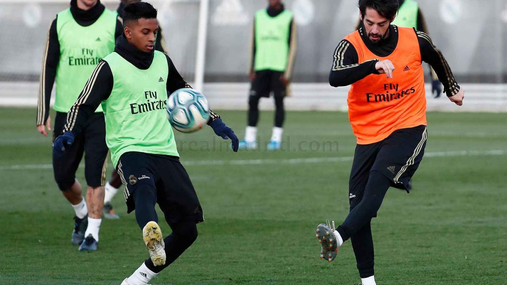 Rodrygo e Isco, en un entrenamiento del Real Madrid