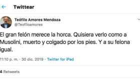 Captura del tuit del concejal de Cáceres.