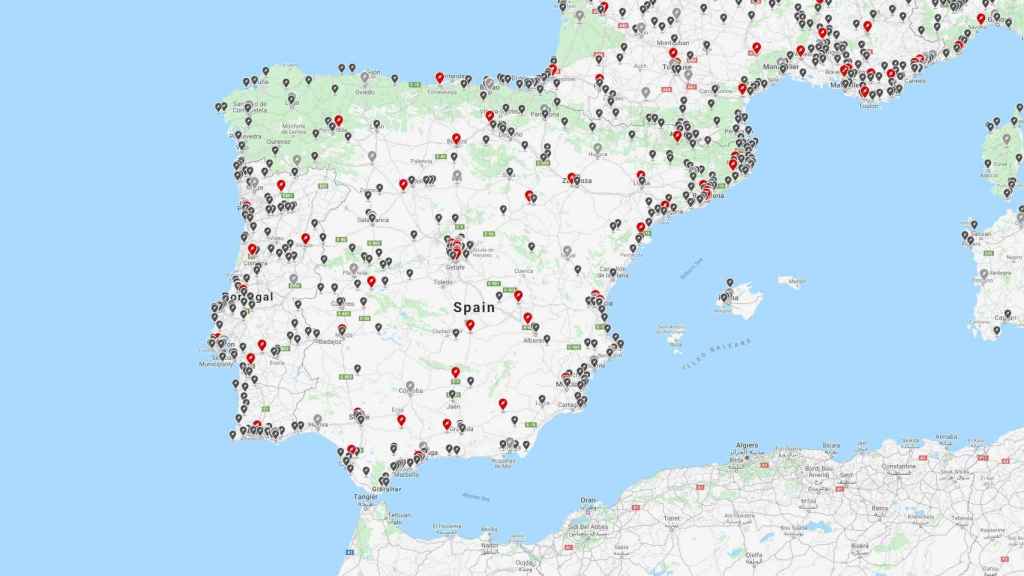 Mapa de cargadores de Tesla en España
