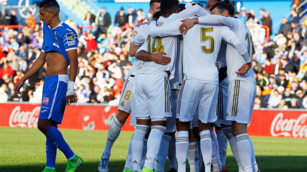 Piña del Real Madrid ante el Getafe