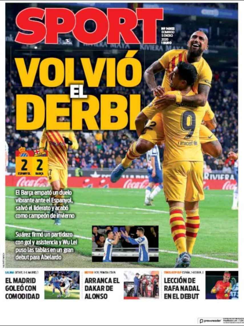 La portada del diario Sport (05/01/2020)