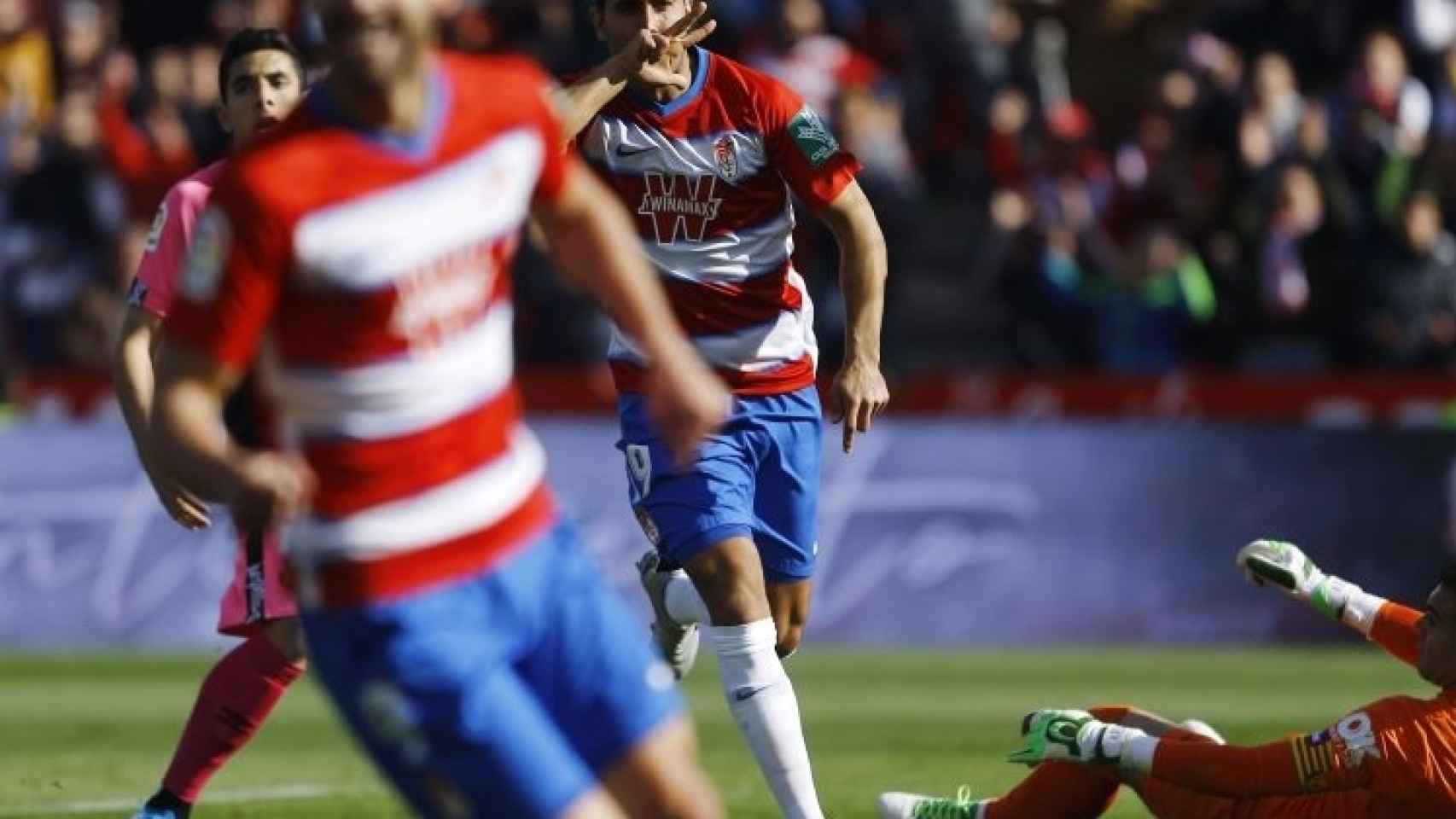 Montero celebra el gol ante el Mallorca
