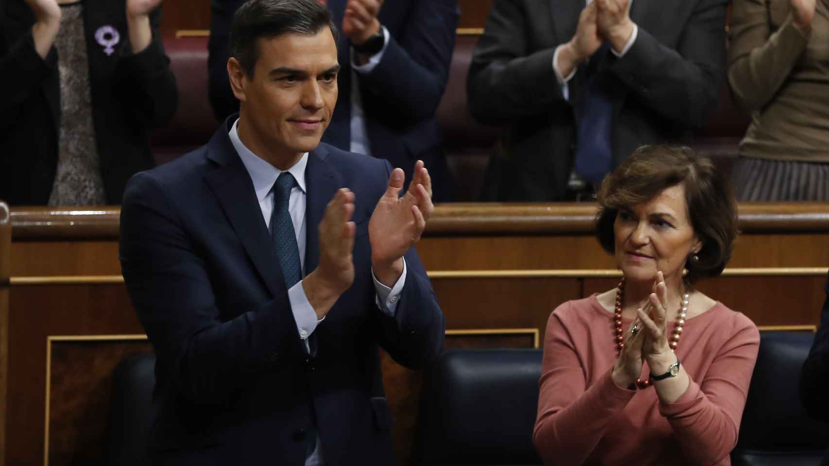 Pedro Sánchez, en el Congreso de los Diputados durante la primera votación.