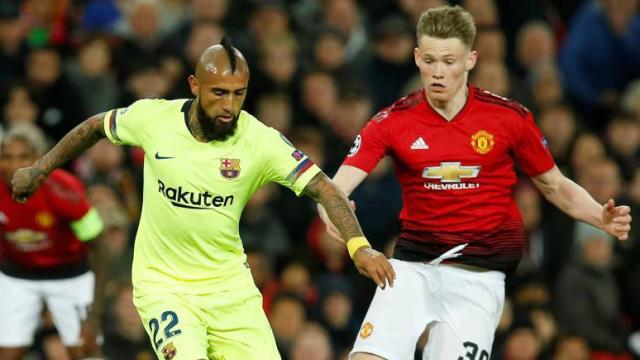 Arturo Vidal, contra el Manchester United la pasada temporada