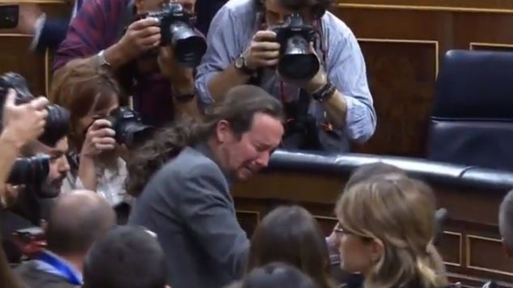 Las lágrimas de Pablo Iglesias en el Congreso.
