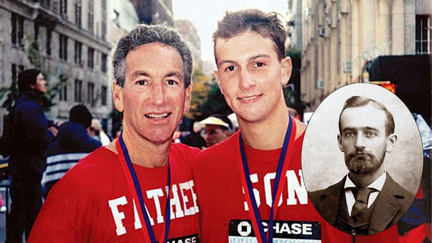 Charlie y Jared Kushner tras una maratón y Frederick Trump, abuelo del presidente.