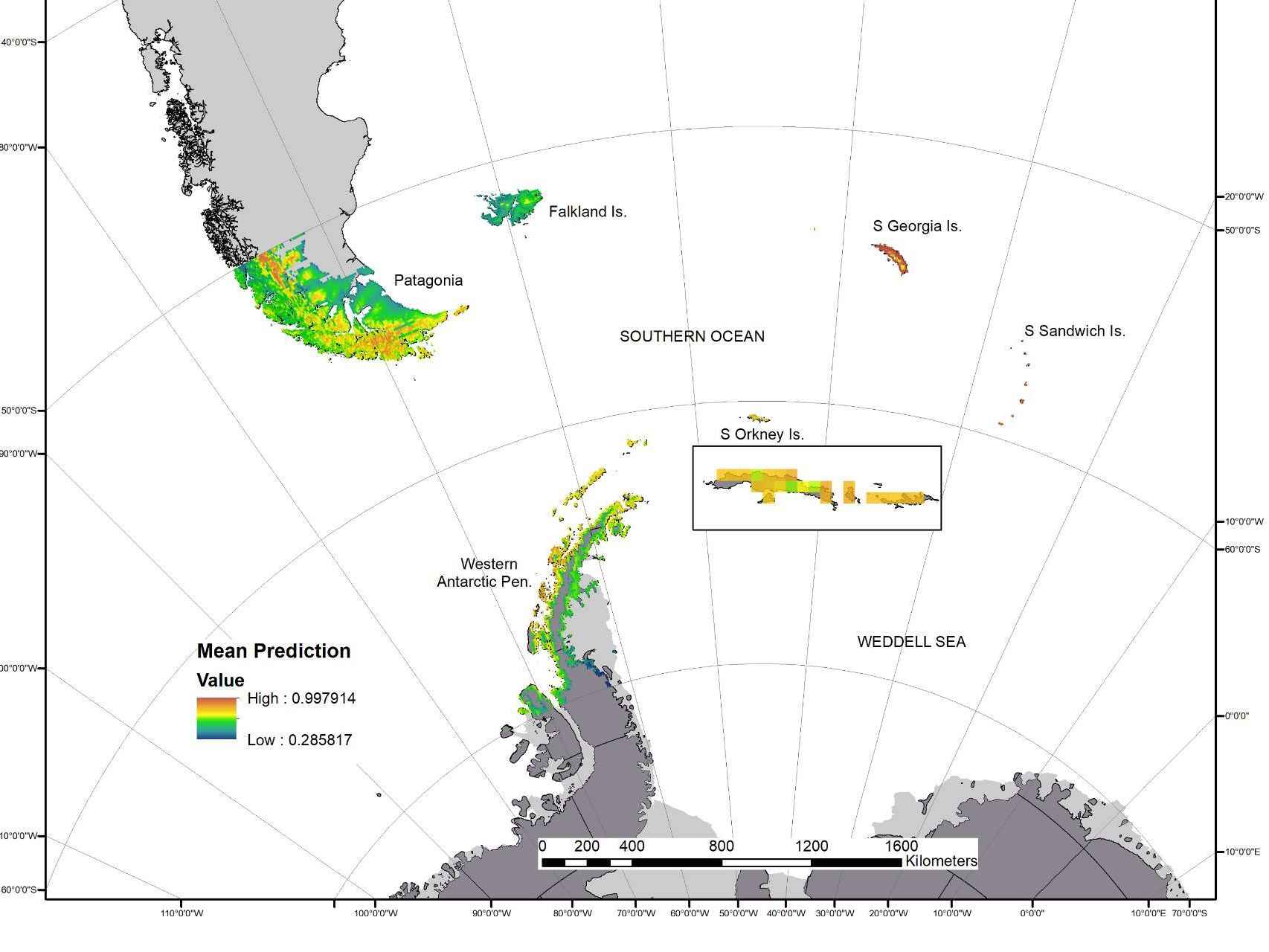Modelo de predicción de la expansión de los mosquitos invasores por la Antártida.