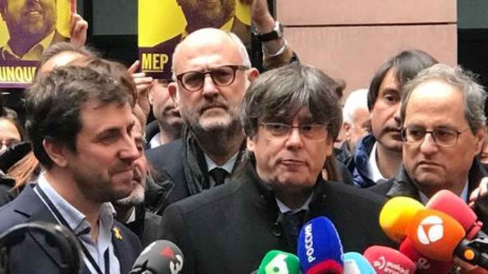 Puigdemont , Comín y Torra hoy en Estrasburgo
