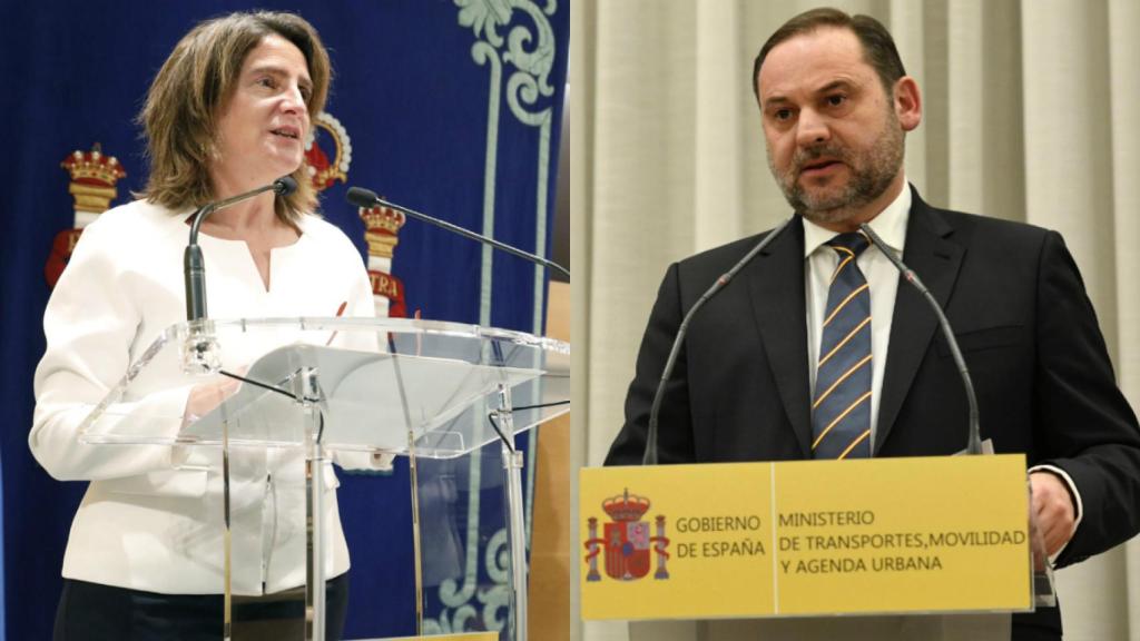 Teresa Ribera, ministra para la Transición Ecológica y José Luis Ábalos, ministro de Transportes, Movilidad y Agenda Urbana.