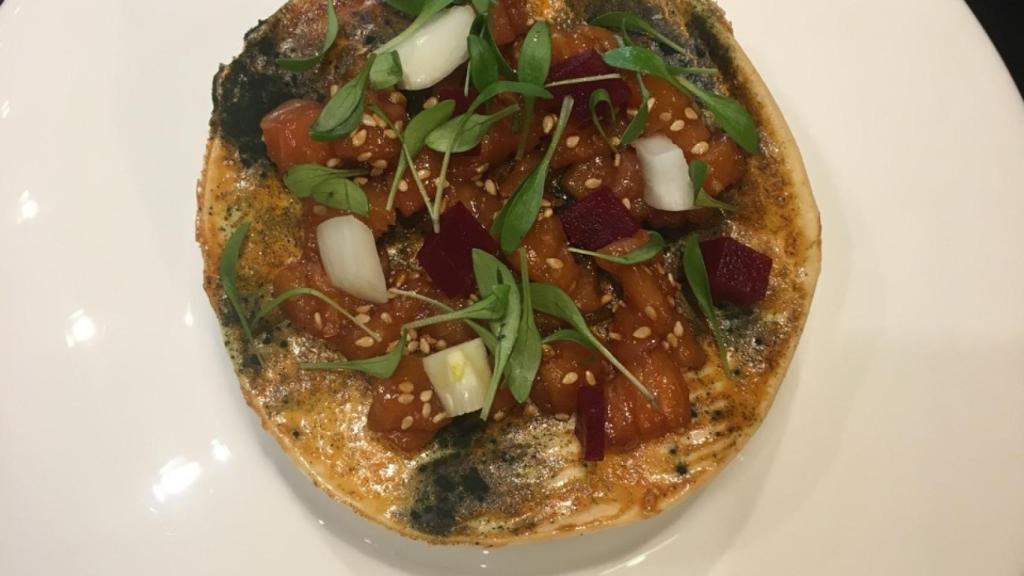 La pizza nori con tartar de salmón de Isabel Jimenez.