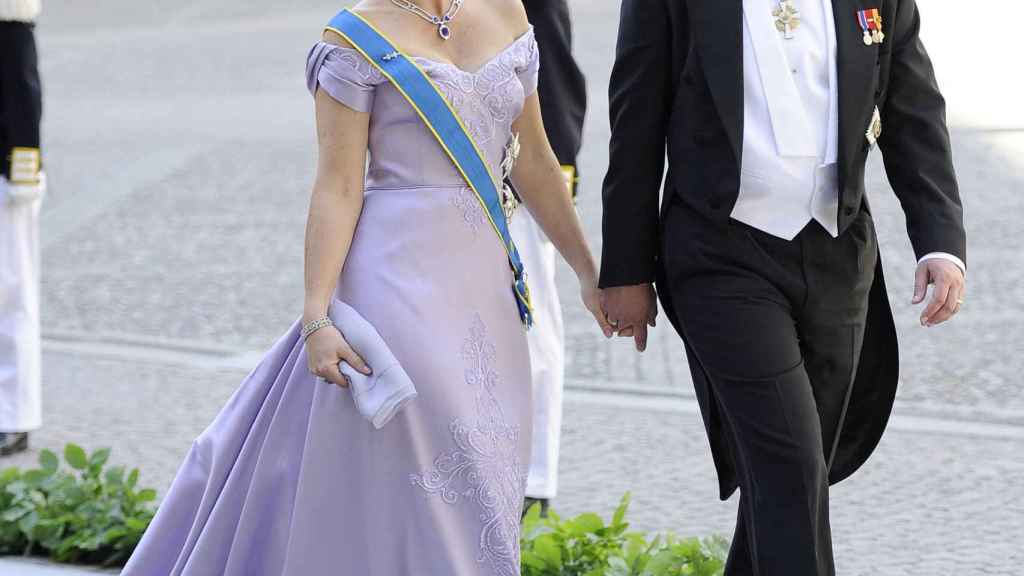Martha Louise de Noruega y Ari, en la boda de la princes Madeleine de Suecia.