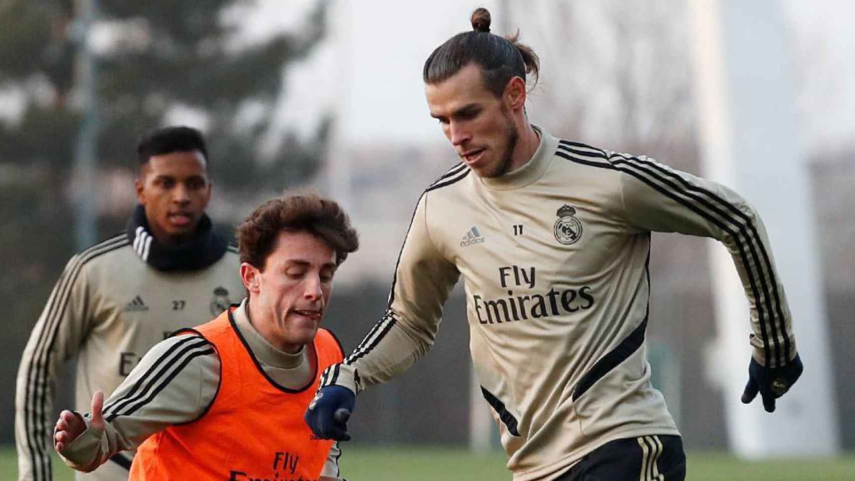 Odriozola y Bale, en un entrenamiento del Real Madrid