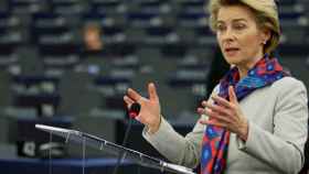 La presidenta Ursula Von der Leyen, durante un debate en la Eurocámara este martes