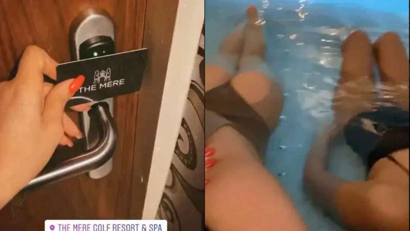 Una imagen abriendo una puerta en el resort y otra en el spa