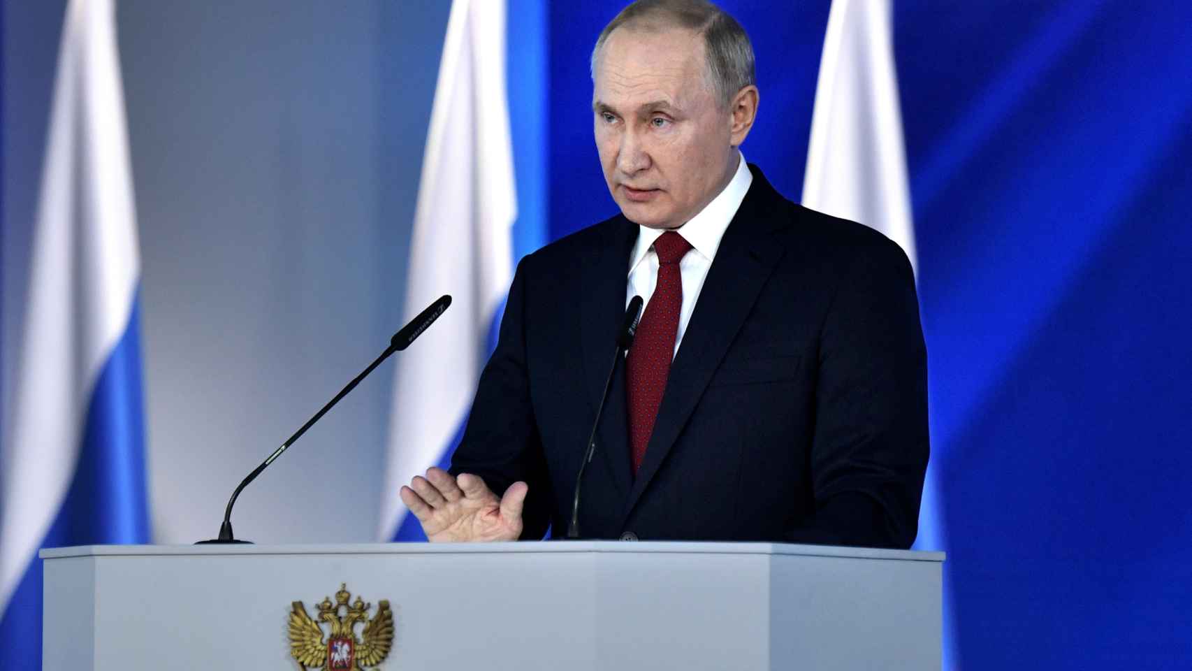 Vladimir Putin durante la comparecencia.