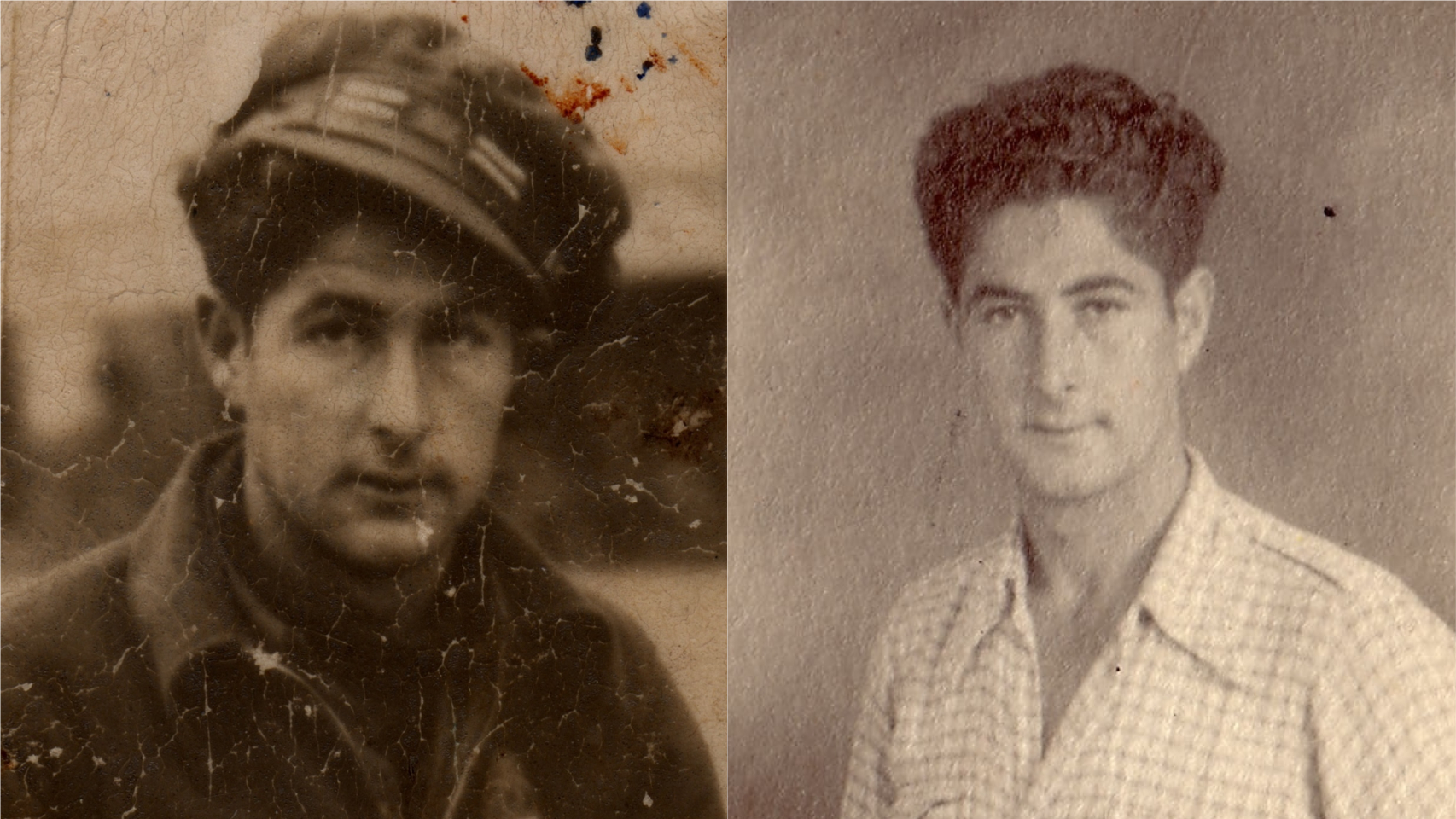 Dos retratos de Marcelino Bilbao de joven.