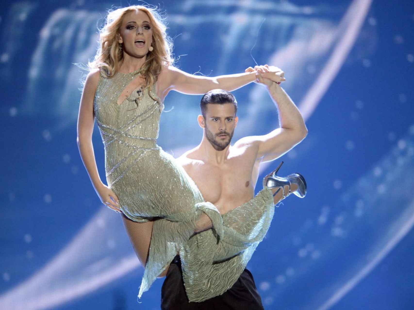Edurne y Giuseppe di Bella en el Festival de Eurovisión 2015.