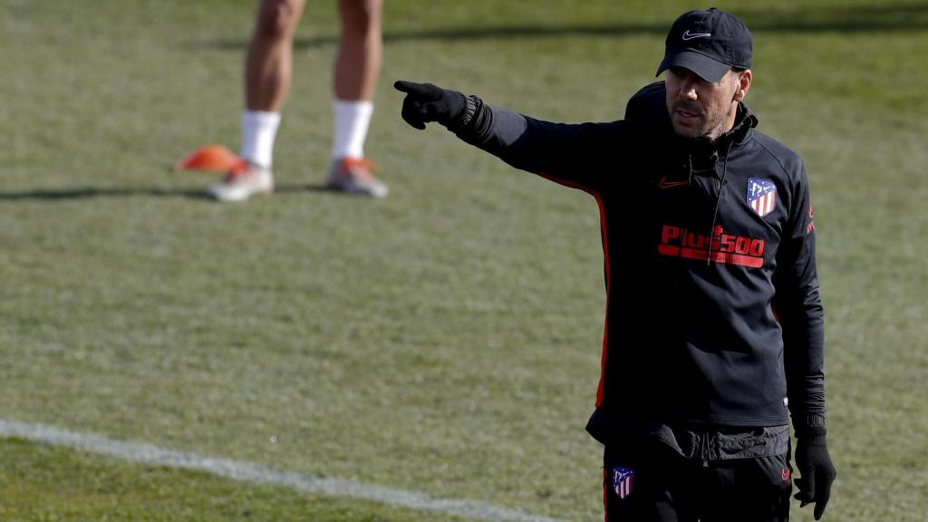 Simeone en el entrenamiento del Atlético de Madrid