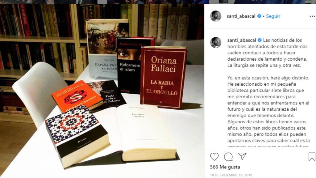 Recomendaciones literarias de Abascal sobre el islam.