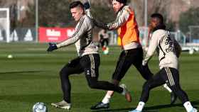 Ramos en el entrenamiento del Real Madrid