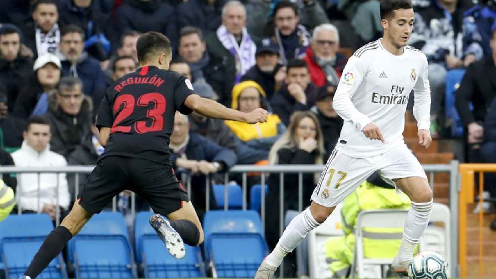 Lucas Vázquez y Reguilón en el Real Madrid - Sevilla de La Liga