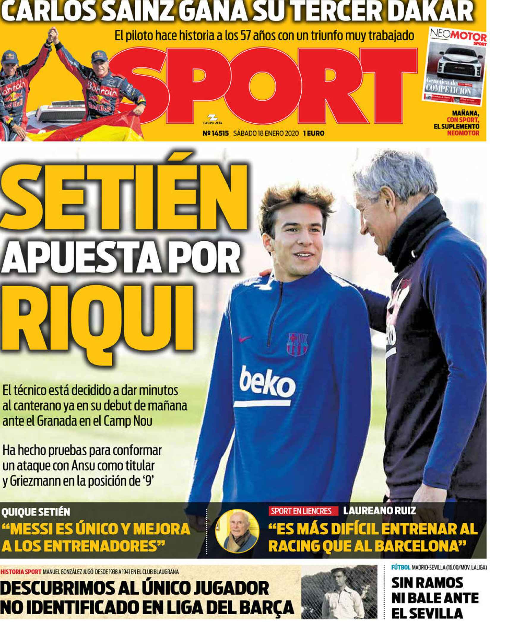 La portada del diario Sport (18/01/2019)