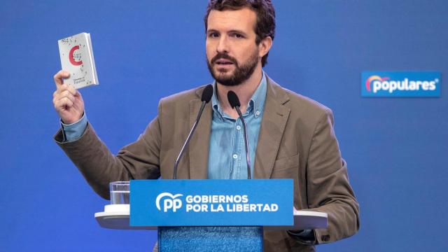 Pablo Casado, durante su mitin en Murcia.