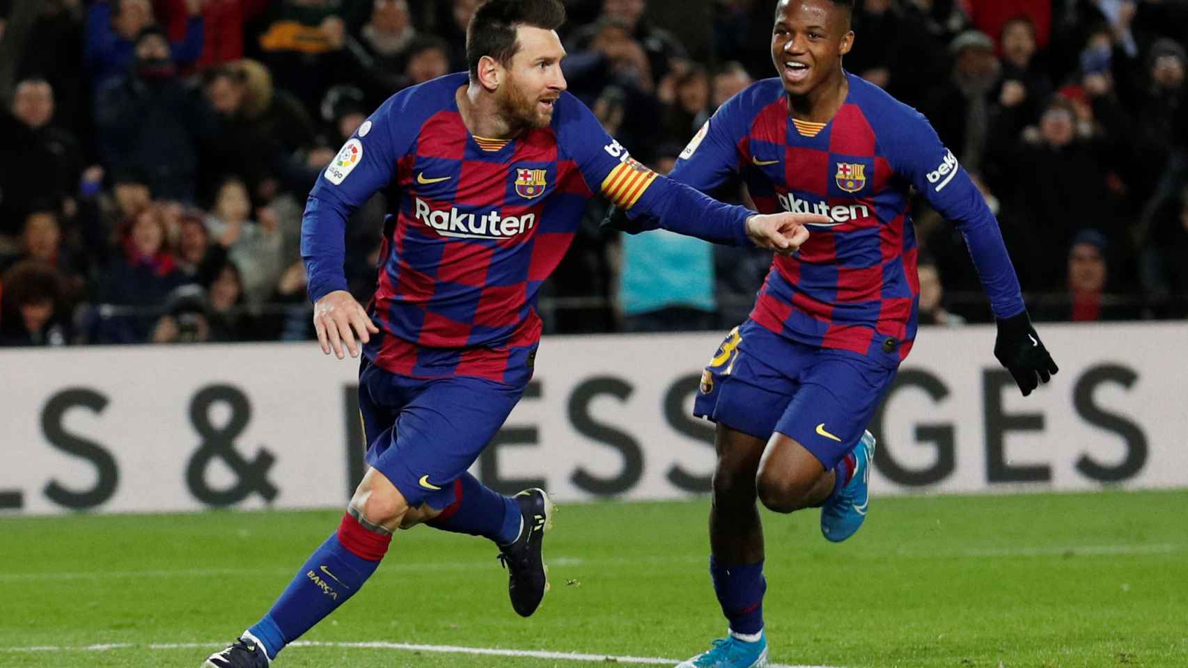 Messi celebra el único gol del partido
