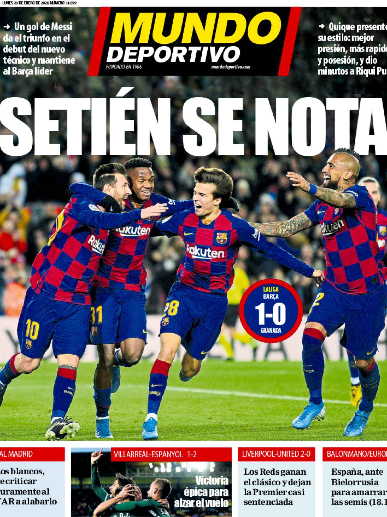 La portada del diario Mundo Deportivo (20/01/2020)